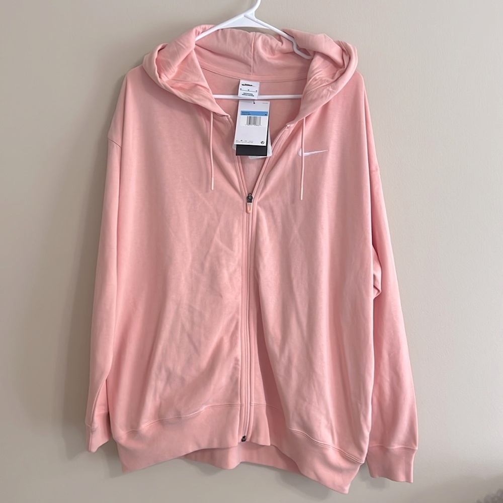 NWT Nike Oversized Fit Zip Up Pale Pink Hoodie Sweatshirt